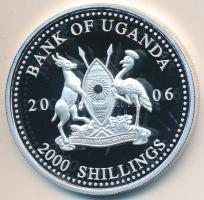 Uganda 2006. 2000Sh Ag "A labdarúgás halhatatlanjainak csarnoka - Anglia 2000-es évek/David Beckham" T:PP Uganda 2006. 2000 Shilling Ag "Hall of Fame of football - England 2000's/David Beckham" C:PP