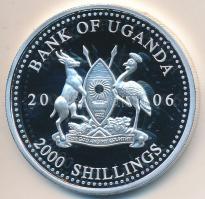 Uganda 2006. 2000Sh Ag "A labdarúgás halhatatlanjainak csarnoka - Brazília 1980-as évek/Zico" T:PP Uganda 2006. 2000 Shilling Ag "Hall of Fame of football - Brazil 1980s/Zico" C:PP
