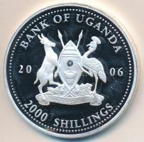 Uganda 2006. 2000Sh Ag "A labdarúgás halhatatlanjainak csarnoka - Magyarország 1950-es évek / Puskás Ferenc" T:PP Uganda 2006. 2000 Shilling Ag "Hall of Fame of football - Hungary 1950s / Puskás Ferenc" C:PP