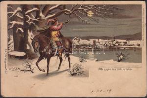 Behüt dich Gott! / Godspeed! German patriotic postcard, hold to light litho (EB)