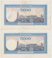 Románia 1943-1944. 5000L (2x) egyiken vízjel portré T:III
Romania 1943-1944. 5000 Lei (2x) one of th...