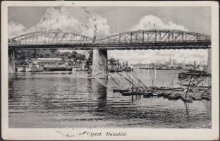 Budapest IV. Újpest, Dunahíd, hajók 'vissza' So. Stpl (EB)