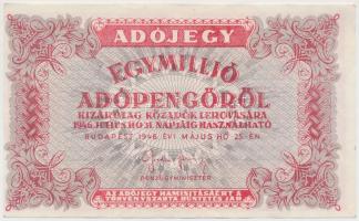 1946. 1.000.000AP fehér papír, számozás nélkül, fordított címer T:II-