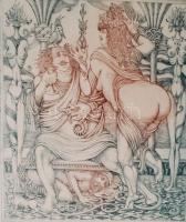 Kolozsvári G. Miklós (1950-): Kujon és Léha.  Rézkarc 15/9, papír, jelzett, 20×17 cm