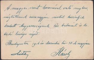 Budapesti Philatelia Bélyegkereskedés levelezőlapja, IV. Károly és Zita saját kezű nyomtatott üdvözl...