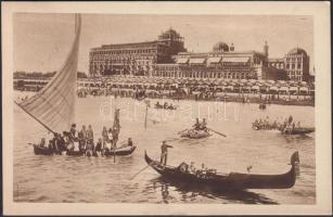 Venice, Venezia; Lido, Grand Hotel Excelsior dal Mare / beach, hotel, boats (EK)