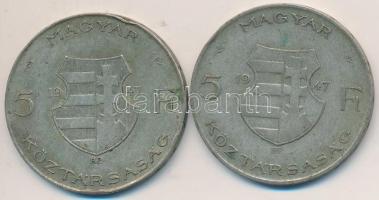 1947. 5Ft Ag "Kossuth" (2x) T:2- Adamo F8.1