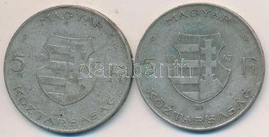 1947. 5Ft Ag "Kossuth" (2x) T:2- Adamo F8.1
