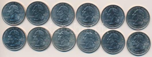 Amerika Egyesült Államok 2005-2007. 1/4$ klf emlékkiadások (12x) T:1 USA 2005-2007. Quarter Dollar, different commemorative coins (12x) C:UNC