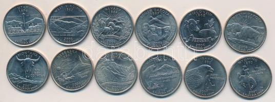 Amerika Egyesült Államok 2005-2007. 1/4$ klf emlékkiadások (12x) T:1
USA 2005-2007. Quarter Dollar, ...
