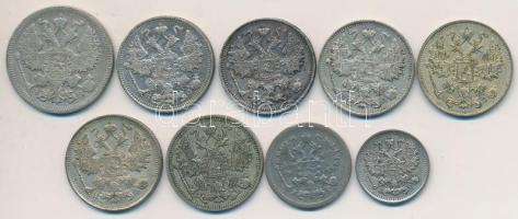 Oroszország 1902. 5k Ag + 1905. 10k Ag + 1912-1916. 15k Ag (6x) + 1909. 20k Ag T:2,2-
Russia 1902. 5...