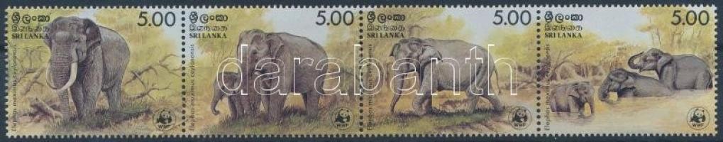 WWF Ceylon-i elefántok négyescsík, WWF Ceylon elephants stripe of 4