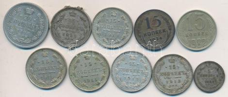 Oroszország 1899. 5k Ag + 1911-1924. 15k Ag (7x) + 1908. 20k Ag + 1982. 15k Zu-Ni-Zn T:2,2- Russia 1899. 5 Kopeks Ag + 1911-1924. 15 Kopeks Ag (7x) + 1908. 20 Kopeks Ag + 1982. 15 Kopeks Zu-Ni-Zn C:XF,VF