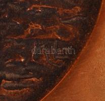 R. Kiss Lenke (1926-2000): Jó szerencsét! Bronz plakett fára erősítve, jelzett, d:10 cm