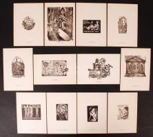 1962 12 metszet magyar grafikusoktól, benne: Gross Arnold, Menyhárt József, Bordás Ferenc, Gácsi Mihály, Drahos István, Varga Gyula, Varga Nándor Lajos, Fery Antal, Trojan Marian József, Diskay István, Strebencz Károly, Stettner Béla. Sorszámozott 252/500