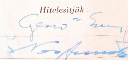 1947 A Magyar Kommunista párt jelölést elfogadó nyilatkozata Gerő Ernő és Nagy Ferenc saját kezű aláírásával