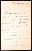 Dessewffy Aurél (1846-1928) az utolsó országbíró, az MTA tagja saját kézzel írt levele vasúti ügyben