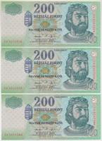 2006. 200Ft (3x) sorszámkövető T:I