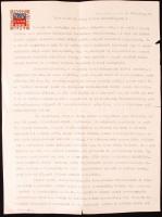 1931 Az Erdélyi Szépmíves Céh pártoló tagjainak küldött, géppel írt körlevele