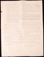 1931 Az Erdélyi Szépmíves Céh pártoló tagjainak küldött, géppel írt körlevele