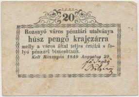 Rozsnyó 1849. 20Kr T:III