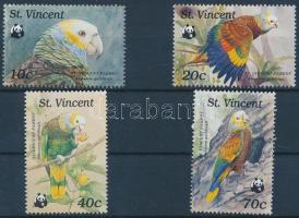 WWF Parrots set + same set on 4 FDC WWF Papagájok sor + ugyanaz a sor 4 FDC-n