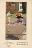 Standard Harburg V.G.F. teniszlabda / tennis ball advertisement, litho (ázott sarkak / wet soaked corners)