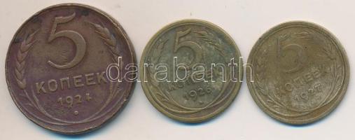 Szovjetunió 1924,1926,1927. 5k T:2-,3  Soviet Union 1924,1926,1927. 5 Kopeks C:VF,F