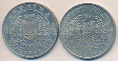 Ukrajna 1996. 200.000K Cu-Ni "Lesya Ukrainka" + 200.000K Cu-Ni "A Csernobili Katasztrófa 10. évfordulója" T:P Ukraine 1996. 200.000 Karbovantsiv Cu-Ni "Lesya Ukrainka" + 200.000 Karbovantsiv Cu-Ni "10th Anniversary - Chernobyl Disaster" C:P