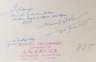 1951-1955 2 db fotó (norvégiai gátépítés, afrikai állami vezetők látogatása) üvegezett keretben, hát...