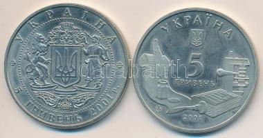 Ukrajna 2001. 5H Cu-Ni-Zn "Ostrozhska Akadémia" + 5H Cu-Ni-Zn "Nemzeti Függetlenség 10. évfordulója" T:BU Ukraine 2001. 5 Hryven Cu-Ni-Zn "Ostrozhska Academy" + 5 Hryven Cu-Ni-Zn "10th Anniversary - National Independence" C:BU
