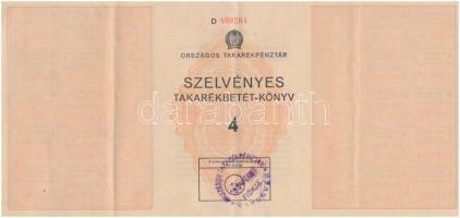 1954. "Országos Takarékpénztár Szelvényes Takarékbetét-könyv" szelvényekkel T:III