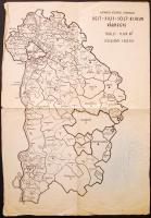 cca 1930 Pest-Pilis-Solt-Kiskun vármegye térképe 28x42 cm