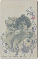Art Nouveau floral Emb. litho