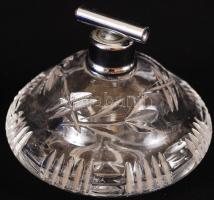 Régi pumpa nélküli parfümös és egy kék pumpás üveg, m: 8 és 15 cm