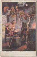 Die Schmiede unserer Zukunft / German propaganda with Hindenburg and Wilhelm II as smiths s: R. A. Höger