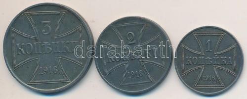 Német Birodalom / I.Világháború / Keleti Főparancsnokság 1916A 1k + 1916J 2k + 3k Fe T:2
German Empi...