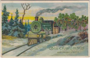 New Year, locomotive litho