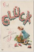 New Year floral Emb. litho