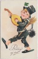 New Year, chimney sweeper litho