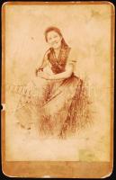 cca 1890 Cigányleány öltözetben / Gypsy girl clothing 14x20 cm