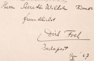 Dirk Foch (1886-1973) operaénekes dedikált fotója Komor Vilmos részére. Vajda M. Pál aláírt fotója. ...