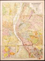 cca 1920 Budapest főváros kézi térképe. Kogutowicz Manó. Utcajegyzékkel. 60x48 cm