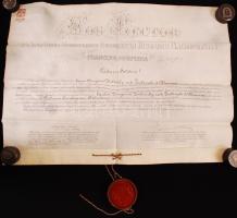 1898 Pergamen államtudományi diploma szép állapotú viaszpecséttel