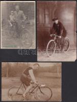 cca 1925-1956 3 db régi biciklis fotó, 11x8 és 14x9 cm-es méretben