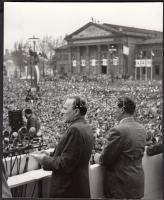 cca 1957-1965 Kádár János és Marosán György egy a Hősök terén tartott rendezvényen, 12x15 cm