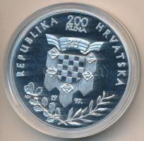 Horvátország 1997. 200K Ag "Franjo Tuđman" T:PP Tanúsítvánnyal dísztokban! Croatia 1997. 200 Kuna Ag "Franjo Tuđman" C:PP With certificate in case!