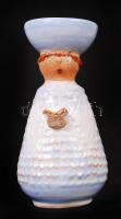 Kiss Roóz Ilona (1920-2010): Figurális gyertyatartó. Festett mázas kerámia, hibátlan, jelzett (Iparművészeti Vállalatos), m:20 cm
