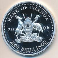 Uganda 2006. 2000Sh Ag "A labdarúgás halhatatlanjainak csarnoka - Anglia 1980-as évek/Gary Lineker" T:PP Uganda 2006. 2000 Shilling Ag "Hall of Fame of football - England 1980s/Gary Lineker" C:PP