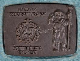 1970. "Vas-Fém és Villamosenegiaipari Dolgozók Szakszervezete Kohász Bizottsága / Hazánk Felszabadulásának 25. Évfordulójára 1945-1970" plakett eredeti adományozói dísztokban (67x48mm) T:1-